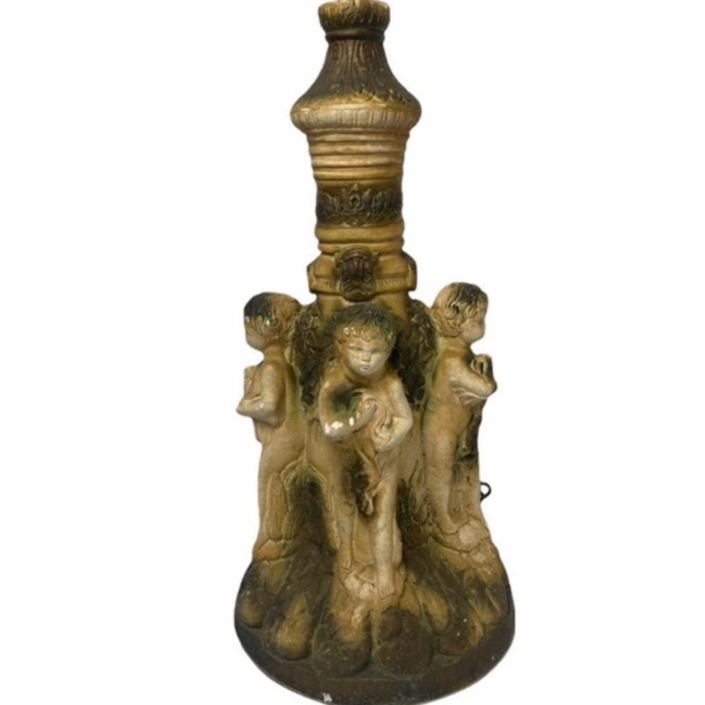 Antique Italian Sculpture Art Lamp Base Glorious Angel Cherubs Made in Italy - Picture 16 of 16